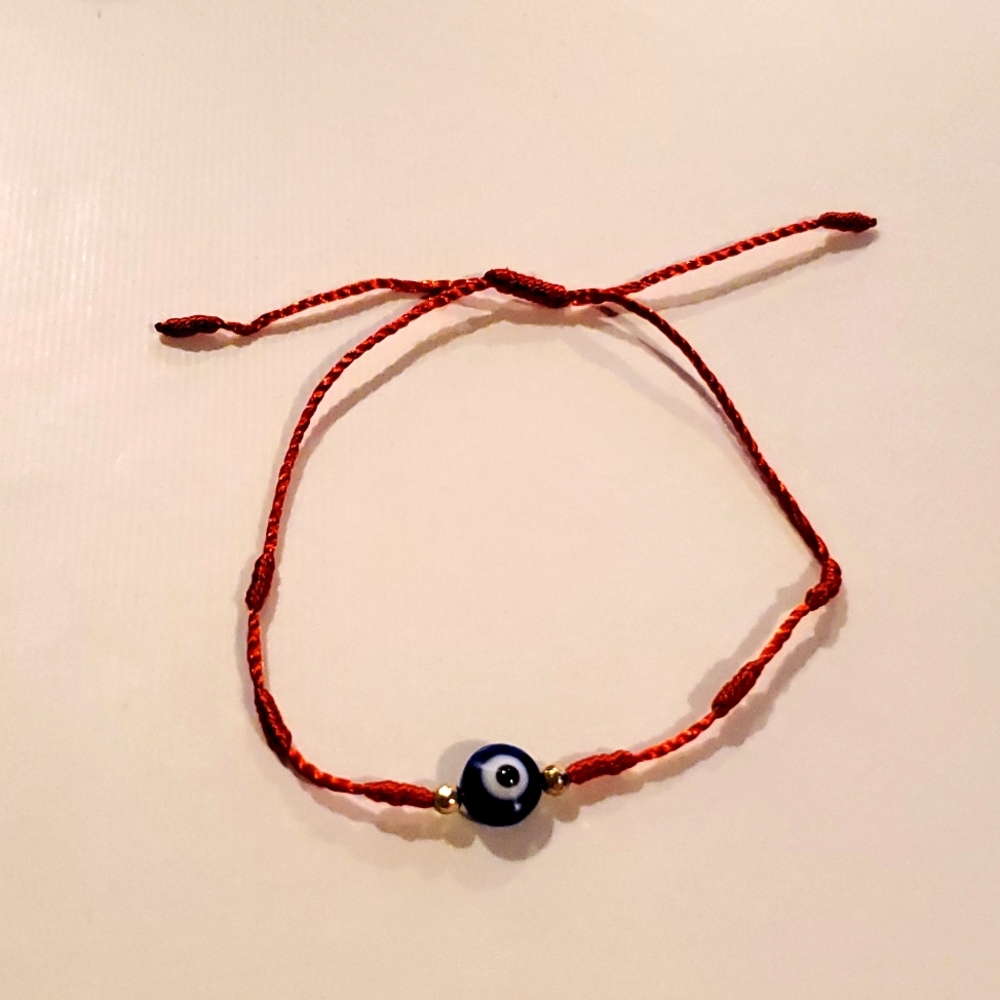 7 knot evil eye adjustable red string bracelet